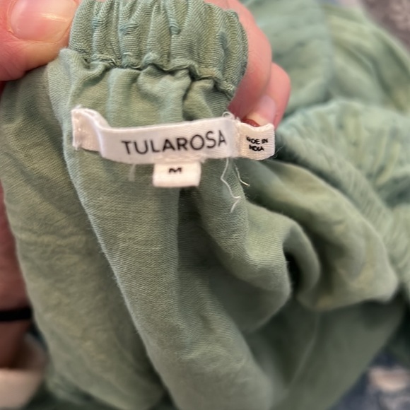 Tularosa Aritzia Luna Green Off The Shoulder Ruffle Mini Dress sz M - Picture 10 of 13